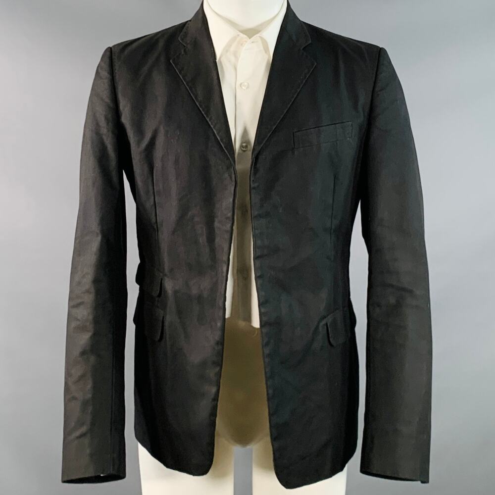 DSQUARED2  Black Studded Cotton Blend Studded Notch Lapel Open Front Sport Coat